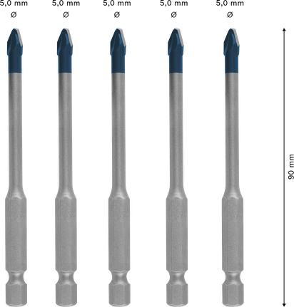 Bosch EXPERT HEX-9 cieto keramikas urbju komplekts 5x90 mm 5 gab.